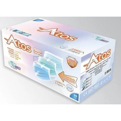 ATOS TEK KULLANIMLIK CERRAHİ MASKE 3 KATLI