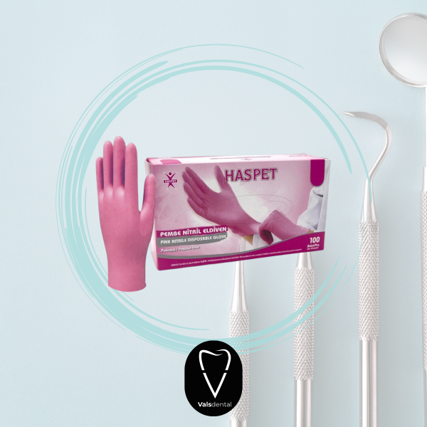 HASPET PEMBE NİTRİL PUDRASIZ ELDİVEN 100ADET S